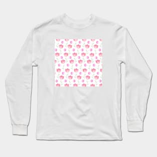 Red Floral Watercolor Pattern Long Sleeve T-Shirt